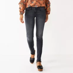 Women's Sonoma Goods For Life® Supersoft Stretch Midrise Skinny Jeans -Sonoma Goods Shop 2954787 Gray Raw Hem