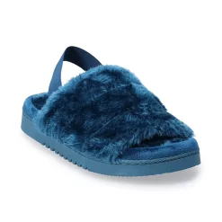 Women's Sonoma Goods For Life® Faux Fur Slide Slipper with Backstrap -Sonoma Goods Shop 4797542 Poseidon