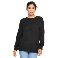 Women's Sonoma Goods For Life® All Over Stitch Crewneck Sweater -Sonoma Goods Shop 4923526 Black