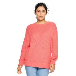 Women's Sonoma Goods For Life® All Over Stitch Crewneck Sweater -Sonoma Goods Shop 4923526 Coral Breeze