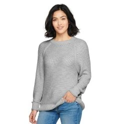 Women's Sonoma Goods For Life® All Over Stitch Crewneck Sweater -Sonoma Goods Shop 4923526 Light Gray