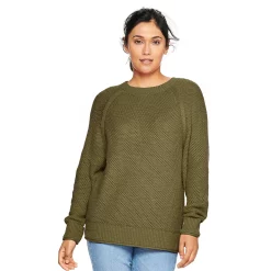 Women's Sonoma Goods For Life® All Over Stitch Crewneck Sweater -Sonoma Goods Shop 4923526 Odyssey Green