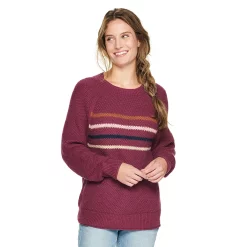 Women's Sonoma Goods For Life® All Over Stitch Crewneck Sweater -Sonoma Goods Shop 4923526 Purple Stripe