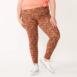 Plus Size Sonoma Goods For Life® Midrise Leggings -Sonoma Goods Shop 4966829 Brown Floral