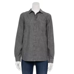 Women's Sonoma Goods For Life® Essential Everyday Button-Down Shirt -Sonoma Goods Shop 4991213 Gray Chambray