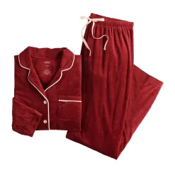 Women's Sonoma Goods For Life® Velour Long Sleeve Pajama Shirt & Pajama Pants Sleep Set -Sonoma Goods Shop 5033010 ALT5