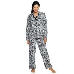 Women's Sonoma Goods For Life® Velour Long Sleeve Pajama Shirt & Pajama Pants Sleep Set -Sonoma Goods Shop 5033010 Cheetah