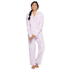 Women's Sonoma Goods For Life® Velour Long Sleeve Pajama Shirt & Pajama Pants Sleep Set -Sonoma Goods Shop 5033010 Lavendar Tie Dye