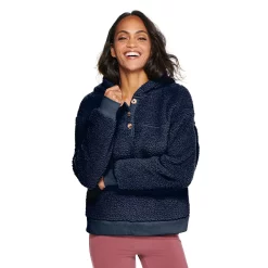 Women's Sonoma Goods For Life® Henley Sherpa Hoodie -Sonoma Goods Shop 5092725 Navy
