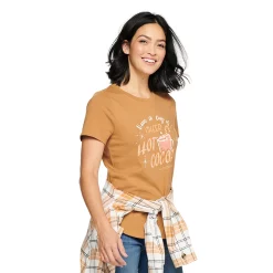Women's Sonoma Goods For Life® Short Sleeve Holiday Graphic Tee -Sonoma Goods Shop 5180762 Cup Of Cheer Brown
