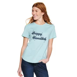 Women's Sonoma Goods For Life® Short Sleeve Holiday Graphic Tee -Sonoma Goods Shop 5180762 Happy Hanukkah