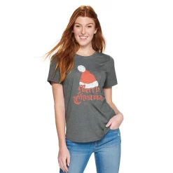 Women's Sonoma Goods For Life® Short Sleeve Holiday Graphic Tee -Sonoma Goods Shop 5180762 Merry Christmas Gray
