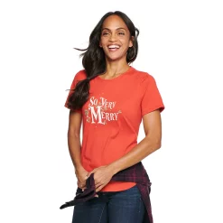 Women's Sonoma Goods For Life® Short Sleeve Holiday Graphic Tee -Sonoma Goods Shop 5180762 So Very Merry Red