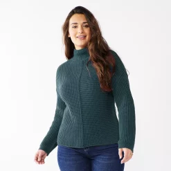 Women's Sonoma Goods For Life® Exposed Seaming Mockneck Sweater -Sonoma Goods Shop 5195667 Green Twist