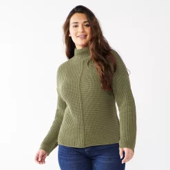 Women's Sonoma Goods For Life® Exposed Seaming Mockneck Sweater -Sonoma Goods Shop 5195667 Olive Era