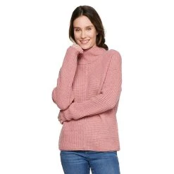 Women's Sonoma Goods For Life® Exposed Seaming Mockneck Sweater -Sonoma Goods Shop 5195667 Peach Layer
