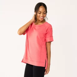 Women's Sonoma Goods For Life® Supersoft Short Sleeve Tunic -Sonoma Goods Shop 5231865 Melon Red