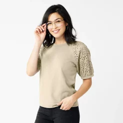 Women's Sonoma Goods For Life® Puff Sleeve Sweatshirt -Sonoma Goods Shop 5237696 Cement Boardwalk