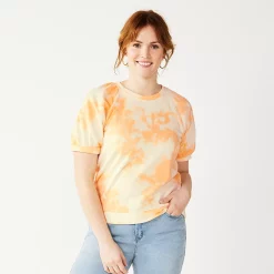 Women's Sonoma Goods For Life® Puff Sleeve Sweatshirt -Sonoma Goods Shop 5237696 Peach Bleach Dye