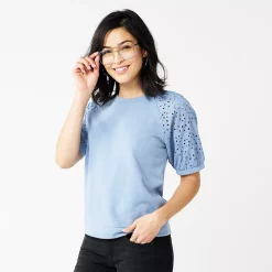 Women's Sonoma Goods For Life® Puff Sleeve Sweatshirt -Sonoma Goods Shop 5237696 Washed Blue