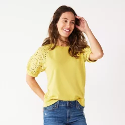 Women's Sonoma Goods For Life® Puff Sleeve Sweatshirt -Sonoma Goods Shop 5237696 Washed Green