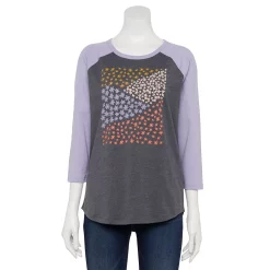 Women's Sonoma Goods For Life® Three Quarter Sleeve Baseball Graphic Tee -Sonoma Goods Shop 5242169 Grey Floral Fields