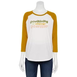 Women's Sonoma Goods For Life® Three Quarter Sleeve Baseball Graphic Tee -Sonoma Goods Shop 5242169 Ivory Positivity