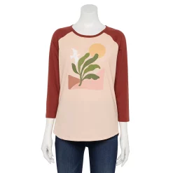 Women's Sonoma Goods For Life® Three Quarter Sleeve Baseball Graphic Tee -Sonoma Goods Shop 5242169 Peach Nature Scene