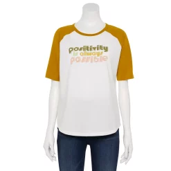 Women's Sonoma Goods For Life® Elbow Sleeve Baseball Graphic Tee -Sonoma Goods Shop 5242399 Ivory Positivity