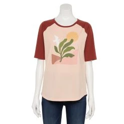 Women's Sonoma Goods For Life® Elbow Sleeve Baseball Graphic Tee -Sonoma Goods Shop 5242399 Peach Nature Scene