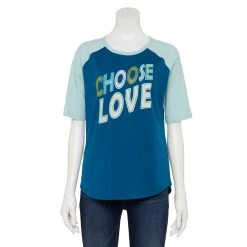 Women's Sonoma Goods For Life® Elbow Sleeve Baseball Graphic Tee -Sonoma Goods Shop 5242399 Teal Choose Love
