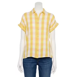 Women's Sonoma Goods For Life® Button-Front Shirt -Sonoma Goods Shop 5254682 Blush Gingham
