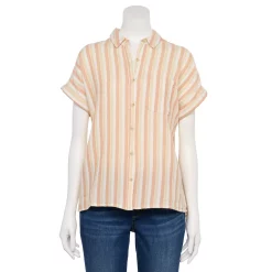 Women's Sonoma Goods For Life® Button-Front Shirt -Sonoma Goods Shop 5254682 Cream Neutral Stripe