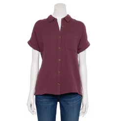 Women's Sonoma Goods For Life® Button-Front Shirt -Sonoma Goods Shop 5254682 Plum