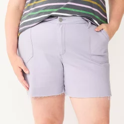 Plus Size Sonoma Goods For Life® Premium High-Waist Denim Shorts -Sonoma Goods Shop 5261004 Lavender