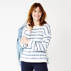 Women's Sonoma Goods For Life® Side Tie Sweatshirt -Sonoma Goods Shop 5271671 Ivory Hope Stripe
