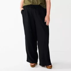 Plus Size Sonoma Goods For Life® Linen-Blend Wide-Leg Pants -Sonoma Goods Shop 5517827 Black