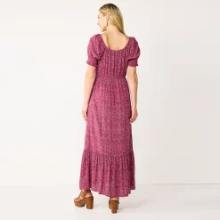 Maternity Sonoma Goods For Life® Smocked Sleeve Babydoll Maxi Dress -Sonoma Goods Shop 5523595 ALT