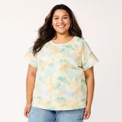 Plus Size Sonoma Goods For Life® Short-Sleeve Fleece Sweatshirt -Sonoma Goods Shop 5550378 Blue Cloud Dye