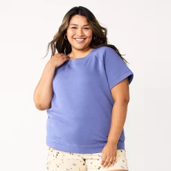 Plus Size Sonoma Goods For Life® Short-Sleeve Fleece Sweatshirt -Sonoma Goods Shop 5550378 Iris Bouquet
