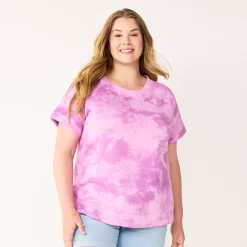 Plus Size Sonoma Goods For Life® Short-Sleeve Fleece Sweatshirt -Sonoma Goods Shop 5550378 Purple Dye