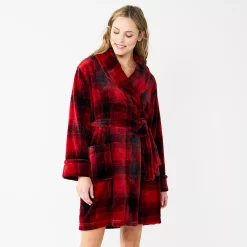 Women's Sonoma Goods For Life® Short Plush Robe -Sonoma Goods Shop 5574694 Buffalo Check