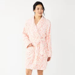 Women's Sonoma Goods For Life® Short Plush Robe -Sonoma Goods Shop 5574694 Pink Animal