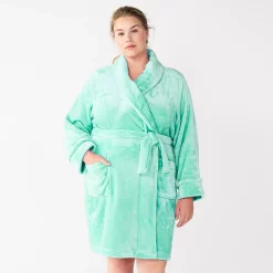 Plus Size Sonoma Goods For Life® Short Plush Robe -Sonoma Goods Shop 5574695 Aqua