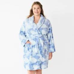 Plus Size Sonoma Goods For Life® Short Plush Robe -Sonoma Goods Shop 5574695 Blue Dye Effect