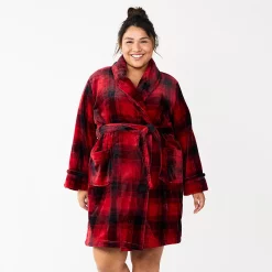 Plus Size Sonoma Goods For Life® Short Plush Robe -Sonoma Goods Shop 5574695 Buffalo Check