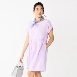 Women's Sonoma Goods For Life® Short Sleeve Popover Dress -Sonoma Goods Shop 5578946 Purple