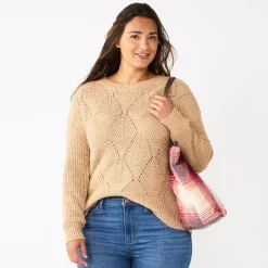 Women's Sonoma Goods For Life® Diamond Stitch Pullover Sweater -Sonoma Goods Shop 5579763 Brown