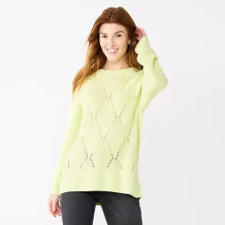 Women's Sonoma Goods For Life® Diamond Stitch Pullover Sweater -Sonoma Goods Shop 5579763 Morning Green