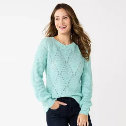 Women's Sonoma Goods For Life® Diamond Stitch Pullover Sweater -Sonoma Goods Shop 5579763 Sky Blue
